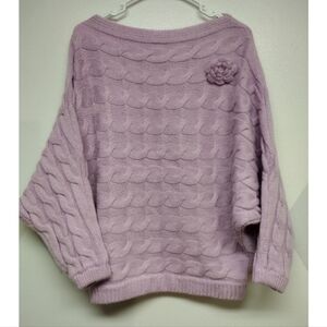 Military Hippie cable knit sweater with removable flower pin